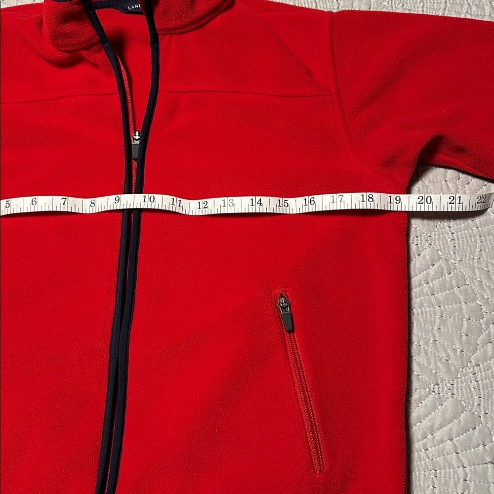 Lands' End Kids' Bright Red Fleece Jacket, EUC, Size Medium - Picture 6 of 10